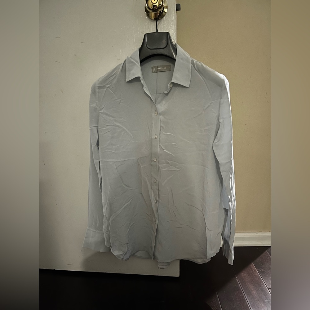 New w/o Tag Everlane Women Light Blue 100% Silk Shirt